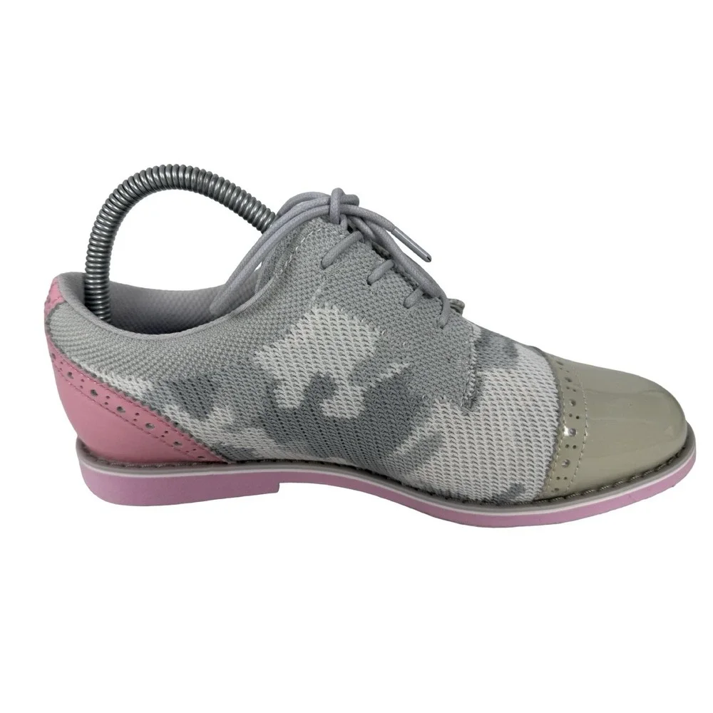 G/FORE Ghost Cap Toe Gallivanter Golf Shoes Gray Pink Oxford Camo Womens US 7.5